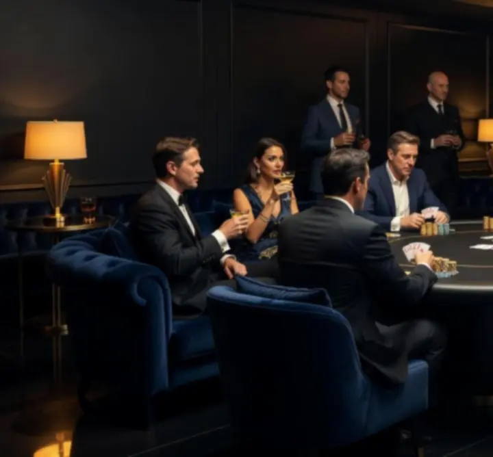Lounge-stílusú poker lounge atmoszféra, hangulatvilágítással